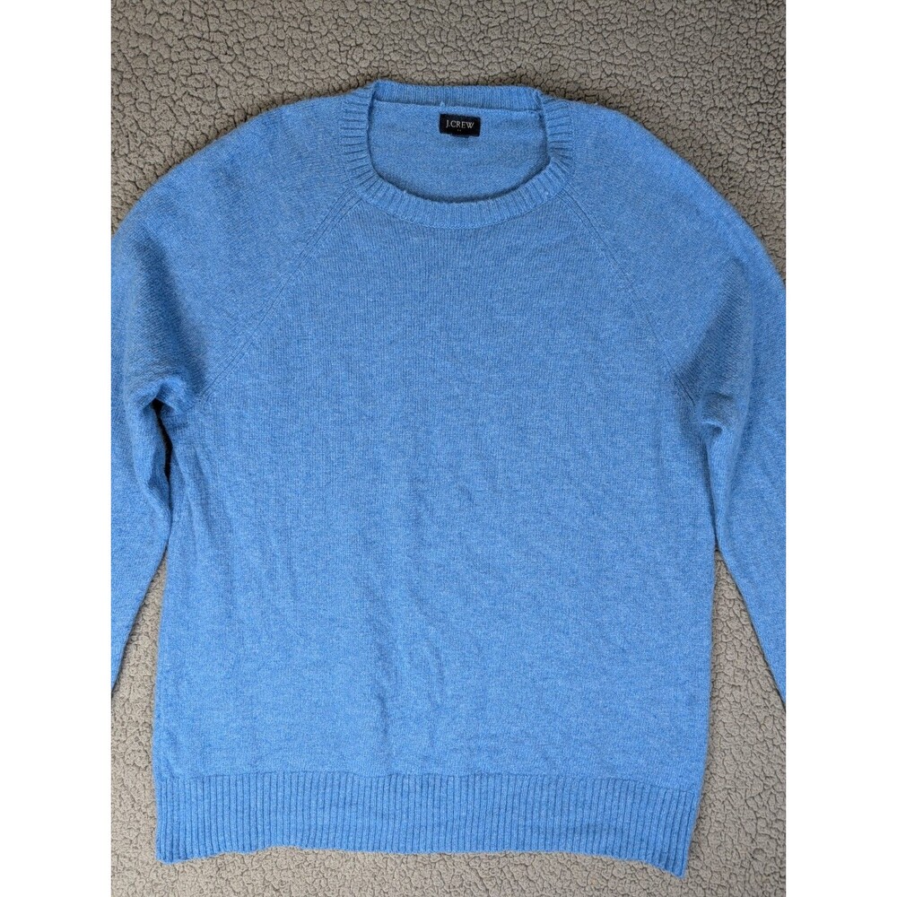 J Crew Sweater Mens Size Large Blue Lambswool Blend Soft Crewneck Pullover